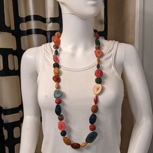 Chico's vintage multi-colored, multi shaped bead necklace